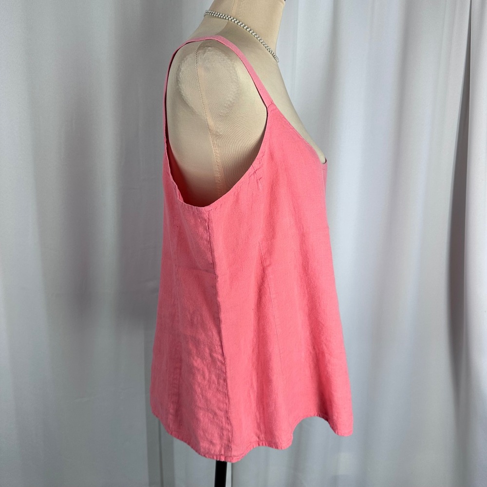 Eileen Fisher Pink 100% Irish Linen Tank Top Shell Women Sz L Scoop Neck Lined - Picture 4 of 13